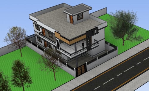 Residential House Top View