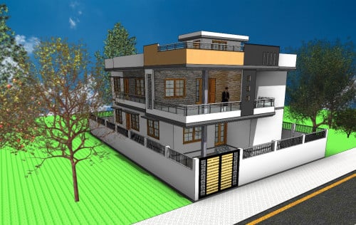 Front View Residential House