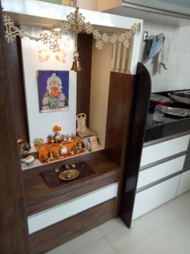 Mandir Design with Kitchen