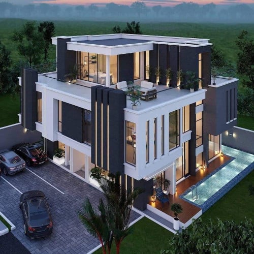 Luxury House top view Elevation  