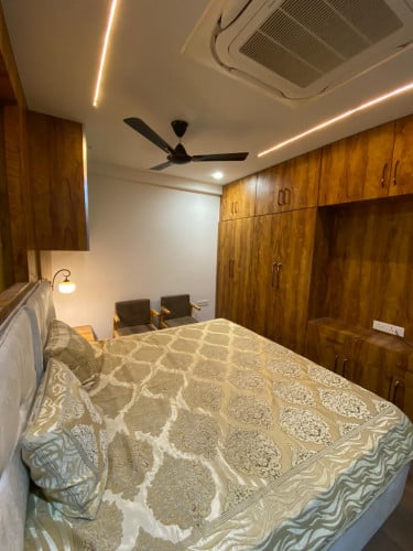 Bedroom with Wooden Wardrobe 