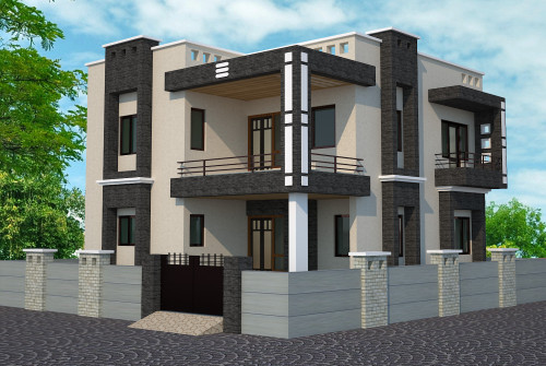 Corner House Elevation Design