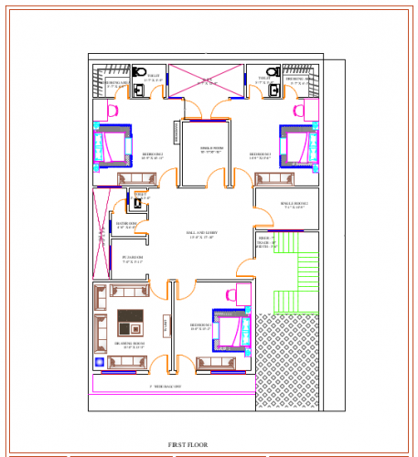 4BHK House Floor Plan | Best Floorplan Architectural Plan | Hire A Make