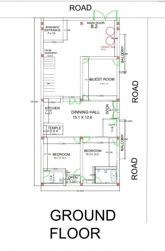 Residential floor Plan of 28*60 Sq ft