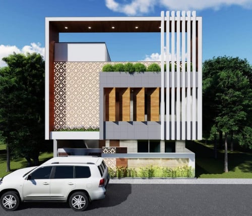 Front Elevation Of Residential House