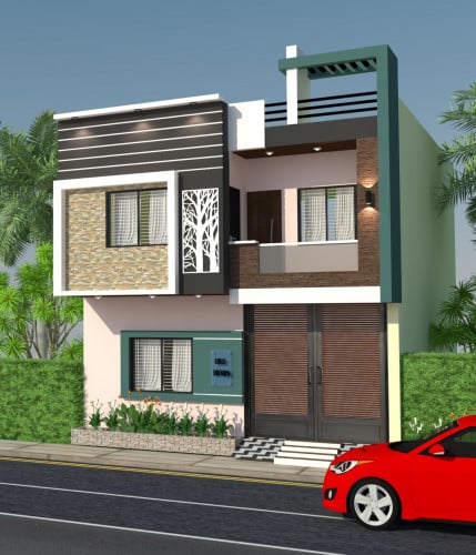 Residential house elevation with Shop