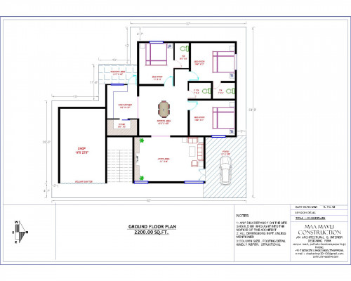 Online Best 3bhk-House-Floor-Plan Architectural Plan & Ideas By Make My