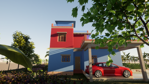 House elevation with Parking