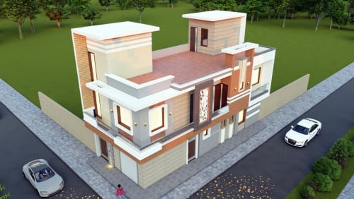 Arial View Of House Elevation 