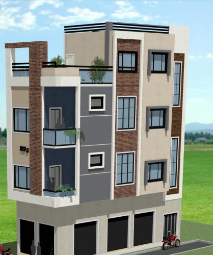Residential Cum Commercial House With Shop Elevation Designs 