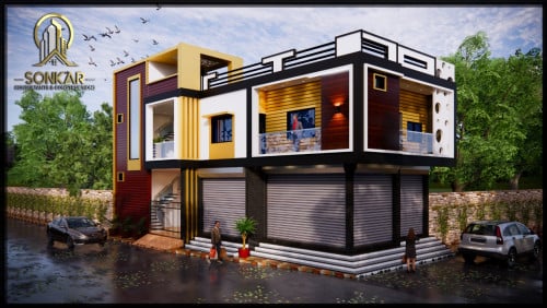 house with shop elevation designs 