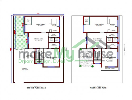 Buy 45x60 House Plan 