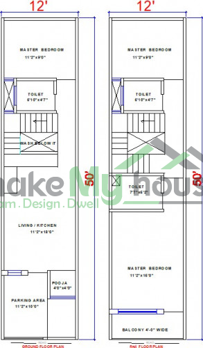 Buy 12x50 House Plan 12 By 50 Elevation Design Plot Area Naksha