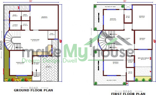 Buy 30x45 House Plan | 30 by 45 Elevation Design | Plot Area Naksha