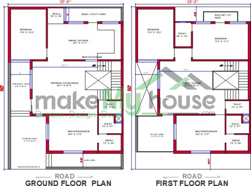 Buy 35x50 House Plan | 35 by 50 Elevation Design | Plot Area Naksha