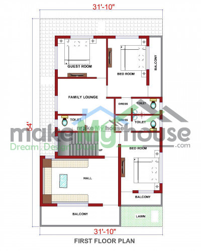 Buy 30x50 House Plan | 30 by 50 Elevation Design | Plot Area Naksha