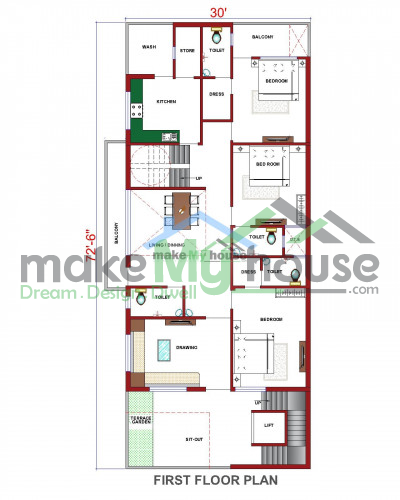 Buy 30x70 House Plan | 30 by 70 Elevation Design | Plot Area Naksha