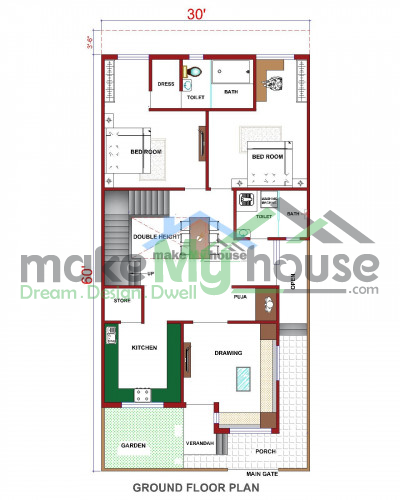 Buy 35x60 House Plan | 35 by 60 Elevation Design | Plot Area Naksha