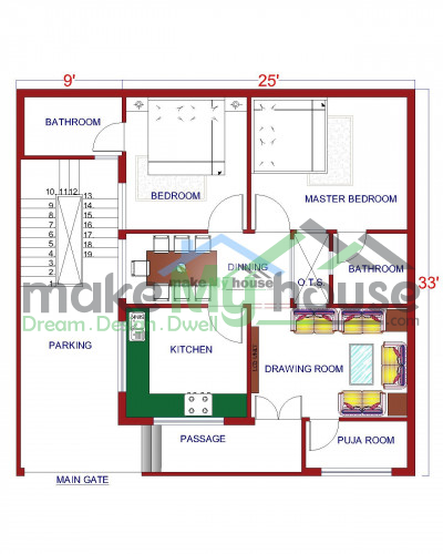 Buy 30x45 House Plan | 30 by 45 Elevation Design | Plot Area Naksha