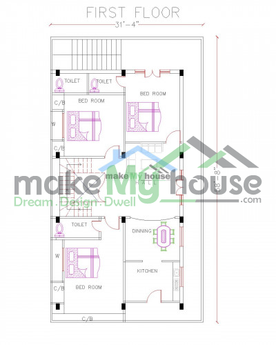 Buy 40x70 House Plan | 40 by 70 Elevation Design | Plot Area Naksha