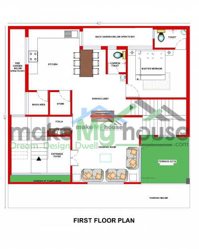 Buy 40x50 House Plan | 40 by 50 Elevation Design | Plot Area Naksha