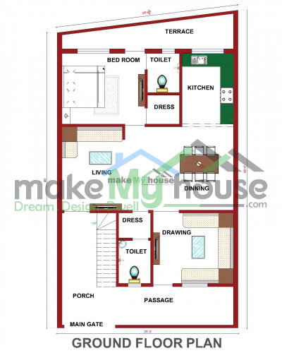 Buy 30x45 House Plan | 30 by 45 Elevation Design | Plot Area Naksha