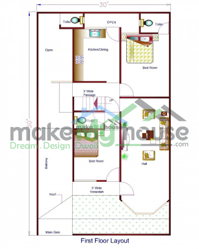 Buy 30x50 House Plan | 30 by 50 Elevation Design | Plot Area Naksha