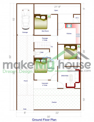Buy 30x50 House Plan | 30 by 50 Elevation Design | Plot Area Naksha