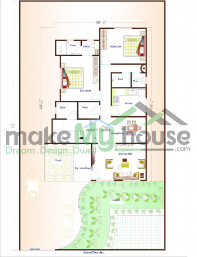 Buy 40x70 House Plan | 40 by 70 Elevation Design | Plot Area Naksha