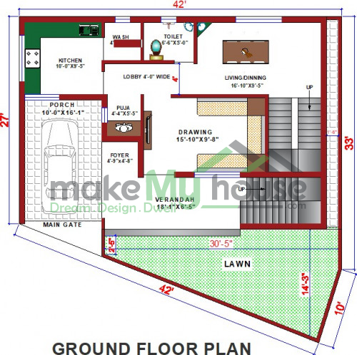 Buy 42x27 House Plan 