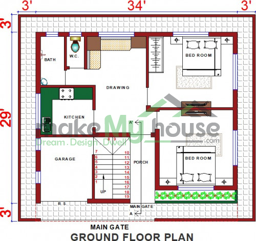 Buy 34x29 House Plan 