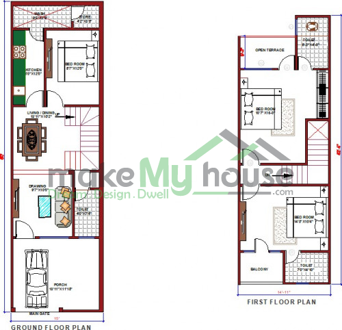 Buy 15x50 House Plan Elevation Design Plot Area Naksha