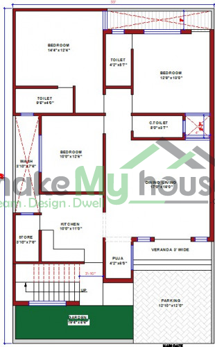 Buy 33x55 House Plan | 33 by 55 Elevation Design | Plot Area Naksha