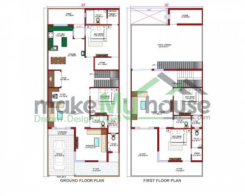 Buy 30x70 House Plan | 30 by 70 Elevation Design | Plot Area Naksha