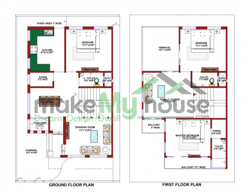 Buy 30x48 House Plan | 30 by 48 Elevation Design | Plot Area Naksha