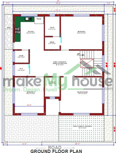 Buy 50x40 House Plan | 50 by 40 Elevation Design | Plot Area Naksha