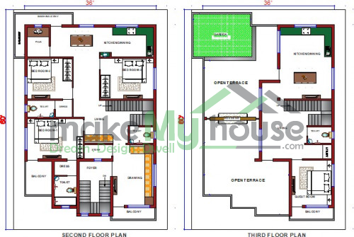 Buy 36x60 House Plan | 36 by 60 Elevation Design | Plot Area Naksha