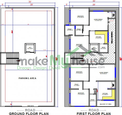 30x60 House Plan Home Design Ideas 30 Feet By 60 Feet Plot Size