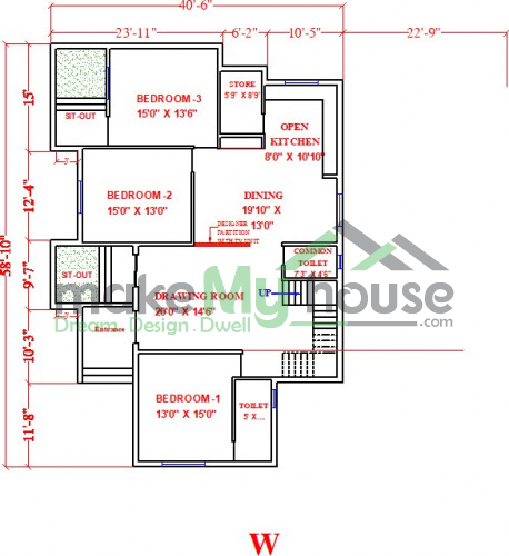 Buy 40x90 House Plan | 40 by 90 Elevation Design | Plot Area Naksha