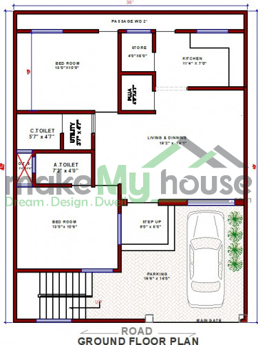 Buy 30x40 House Plan | 30 by 40 Elevation Design | Plot Area Naksha