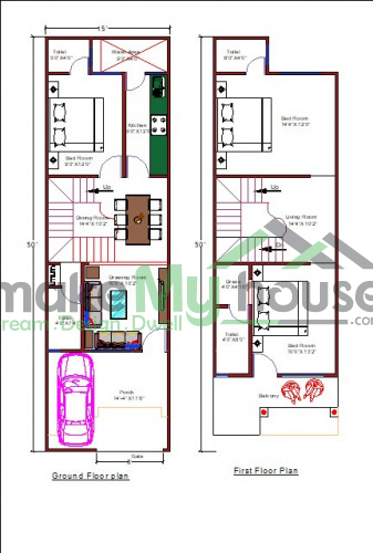 15x50 House Plan Home Design Ideas 15 Feet By 50 Feet Plot Size