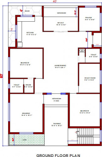 40x60 House Plan 40 60 Home Design 40 By 60 2400 Sqft Ghar Naksha