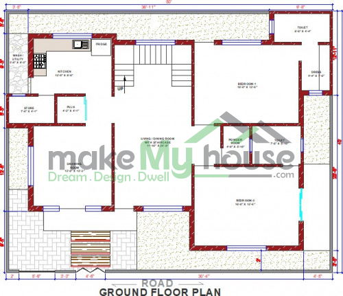 Buy 50x40 House Plan | 50 by 40 Elevation Design | Plot Area Naksha