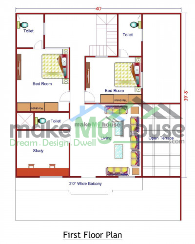40x50 Two Storey House Plan | 2000 Square Feet Home Design Ideas|Plan492