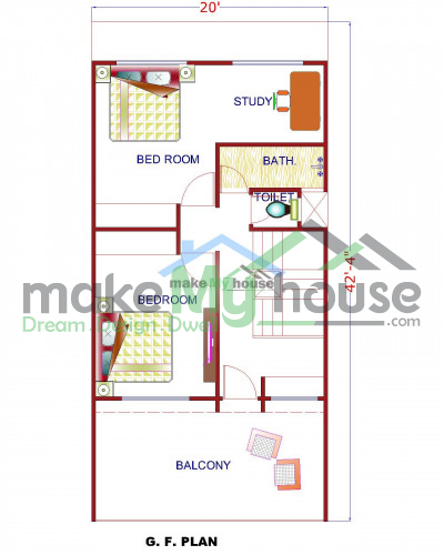 Buy 20x50 House Plan | 20 by 50 Elevation Design | Plot Area Naksha