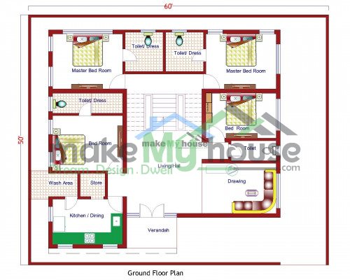 50x60 Two Storey House Plan | 3000 Square Feet Home Design Ideas|Plan681