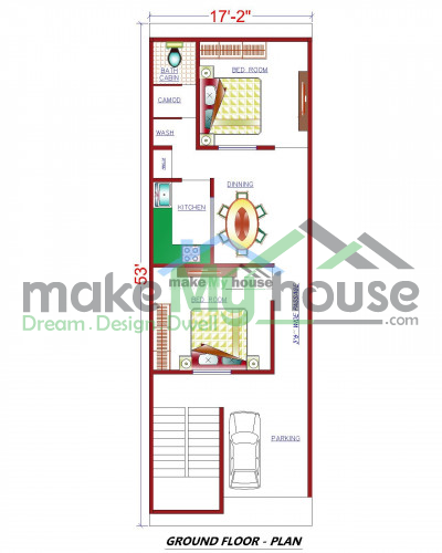 Buy 20x50 House Plan | 20 by 50 Elevation Design | Plot Area Naksha