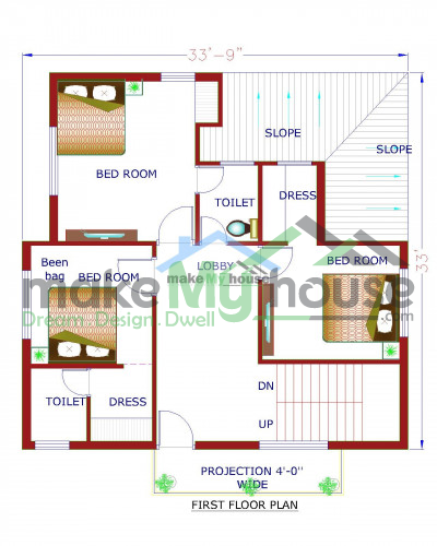Buy 40x80 House Plan | 40 by 80 Elevation Design | Plot Area Naksha