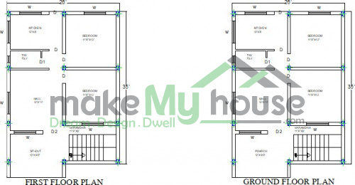 Buy 26x35 House Plan | 26 by 35 Elevation Design | Plot Area Naksha