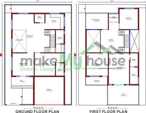 40x60 House Plan 40 60 Home Design 40 By 60 2400 Sqft Ghar Naksha